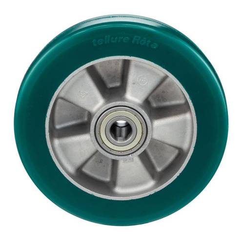 Колесо большегрузное Tellure Rota 622104 под ось, диаметр 160 мм, грузоподъемность 550кг, полиуретан TR-ROLL / алюминий, шариковый подшипник в комплекте