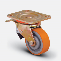 ED01 VBP 150 F Большегрузное поворотное колесо полиуретан-чугун Д-150 мм. с тромозом