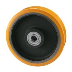 Колесо большегрузное Tellure Rota 642166 под ось, диаметр 200 мм, грузоподъемность 1600кг, полиуретан TR / чугун, шариковый подшипник в комплекте