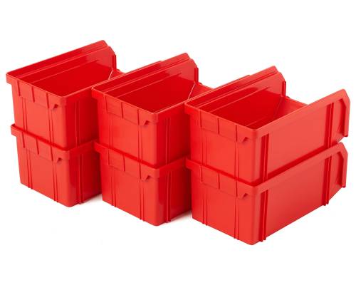 Пластиковый ящик Стелла-техник V-1-К6-красный , комплект 6 штук