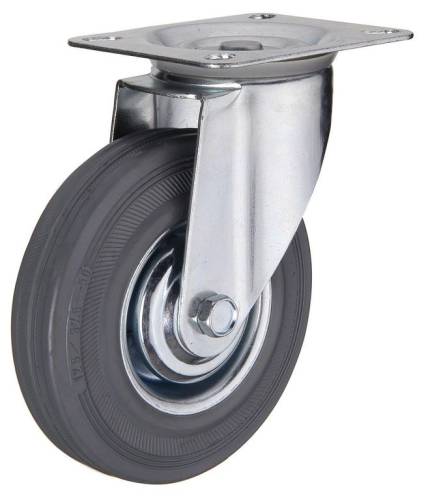 Промышленное колесо поворотное серая резина Д-200 мм.