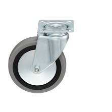 Колесо аппаратное Tellure Rota 374104 поворотное, диаметр 100мм, грузоподъемность 55кг, серая резина, полипропилен