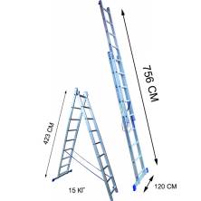  Алюминиевая лестница 15 ступеней 2 секции